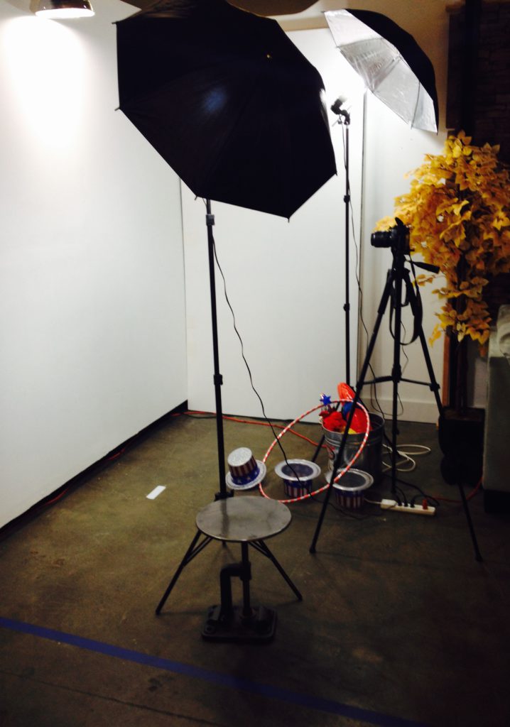 Photo booth setup at our happy hour event.