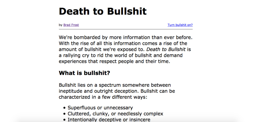 Death to Bullshit Website